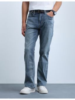 Flying Machine - Men Bruce Bootcut Fit Whiskered Blue Jeans