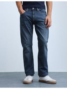 Flying Machine - Men F-Jango Straight Fit Whiskered Blue Jeans