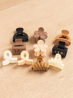 Fabula - Set Of 10 Small Hair Clip - Geometric Shape -