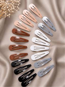 Fabula - Pack Of 20 Tic Tac Clips - Black,Silver,White,Brown And Beige -