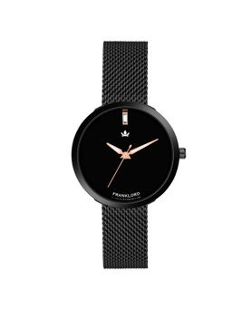 Franklord - Queen Emerald Cut Diamond Series Analog Black Watch for Women (M)