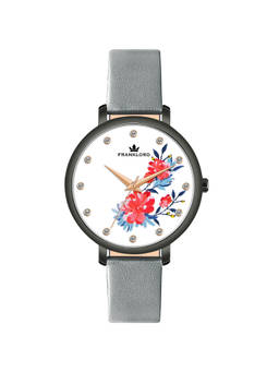 Franklord - Floral Series Analog Round Shape White Dial Trendy Watch for Women (M)