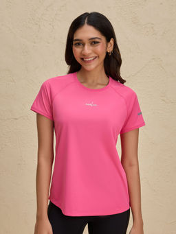Nykd by Nykaa - Half Sleeves Regular Fit Quick Dry Running Fitness Sports Tee NYK033 Pink