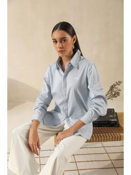 PRIMAL GRAY - Blue Front-Pocket Oversized Shirt