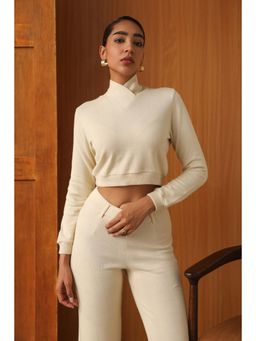 PRIMAL GRAY - Cream Wrap Mock-Neck Top