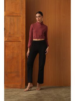 PRIMAL GRAY - Wine Wrap Mock-Neck Top