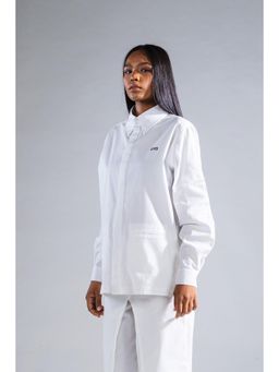 PRIMAL GRAY - White Front-Pocket Oversized Shirt
