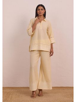 Tara-C-Tara - Butter Yellow Embroidered Co-Ord Set