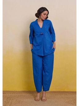 Tara-C-Tara - Royal Blue Embroidered Co-Ord Set