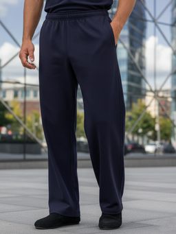 Obaan - Men Navy Blue Fleece Regular Fit Track Pant