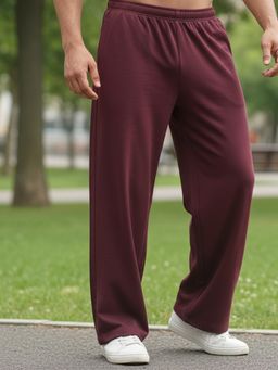 Obaan - Men Fleece Burgundy Regular Fit Track Pant
