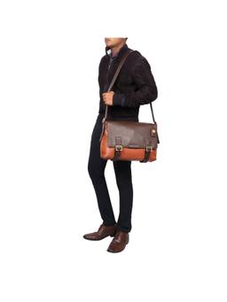 Hidesign - Mandela 03 - Idaho-Dakota - Mens Messenger Bag - Tan-Brown - L