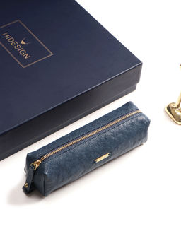 Hidesign - Bilbo - Burnt Goat - Sapphire - S Unisex - Stationery Pouch - Blue (S)