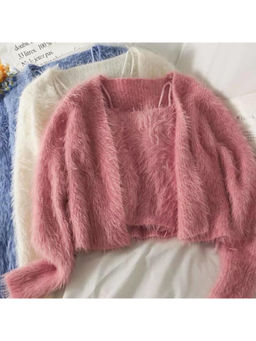 MISS MOSA BY AKANKSHA - Women Pink Daffy Cami Sweater with Jacket (Set of 2)