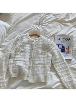 MISS MOSA BY AKANKSHA - Women White Elena Cropped Button Down Cardigan