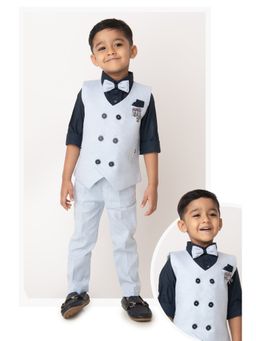 Little Collars - Sky Blue Shirt and Trouser with Jacket (Set of 5)