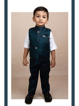 Little Collars - Blue Shirt and Trouser with Jacket (Set of 4)