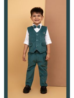 Little Collars - Elegant Velvet Suede Patterned Partywear Jacket Teal (Set of 5)