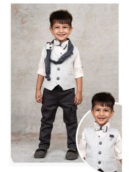 Little Collars - and Trendy Jacquard Waistcoat with Stole and Bow- Grey (Set of 6)