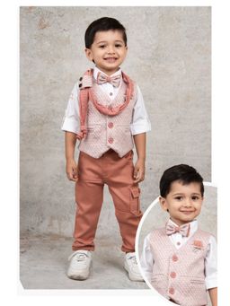 Little Collars - and Trendy Jacquard Waistcoat with Stole and Bow- Peach (Set of 6)