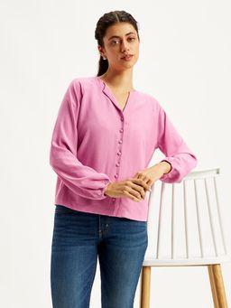 Levi's - Womens Textured Pink Round Neck Top