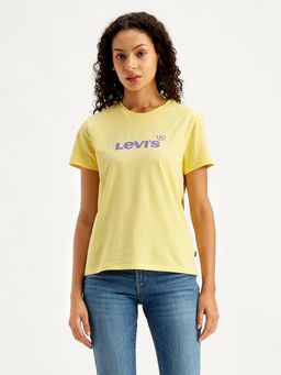 Levi's - Womens Yellow Brand Logo Regular Fit T-Shirt