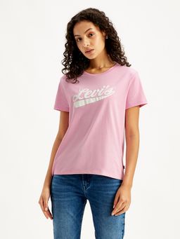 Levi's - Womens Pink Brand Logo Regular Fit T-Shirt