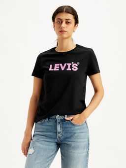 Levi's - Womens Black Brand Logo Regular Fit T-Shirt