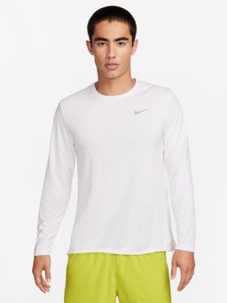 Nike - Miler Men White Dri-FIT UV Long-Sleeve Running T-shirt