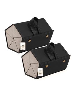 NFI Essentials - Black Pack Of 2 Sunglasses Foldable Travel Goggles Storage Case With 5 Slots