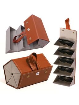 NFI Essentials - Brown Sunglasses Foldable Travel Goggles Storage Case With 5 Slots