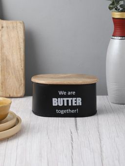 VarEesha - Ardura Black Metal Butter Box With Wooden Lid