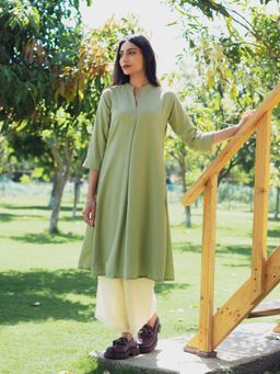 JITI - Green Sura Textured Kurta with Palazzo (Set of 2)