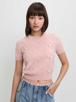 Pomelo - Floral Knit Top - Pink