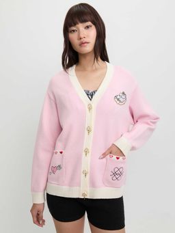 Pomelo - x Moomin Embroidered Cardigan - Pink