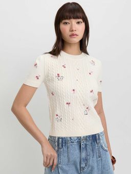 Pomelo - x Moomin Embroidered Knit Top - Off-White