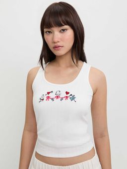 Pomelo - x Moomin Embroidered Tank Top - White
