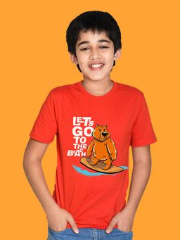 Nusyl - Boys Red Let's Go To The Beach Text Printed T-shirt