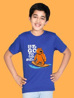 Nusyl - Boys Royal Blue Let's Go To The Beach Text Printed T-shirt