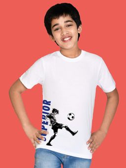 Nusyl - Boys White Superior Text Printed T-shirt