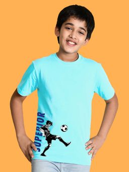 Nusyl - Boys Sky Blue Superior Text Printed T-shirt