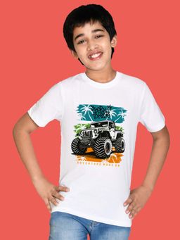 Nusyl - Boys White Born To Ride Text Printed T-shirt