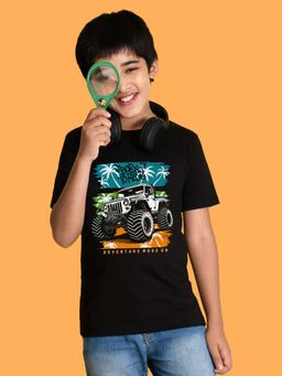 Nusyl - Boys Black Born To Ride Text Printed T-shirt