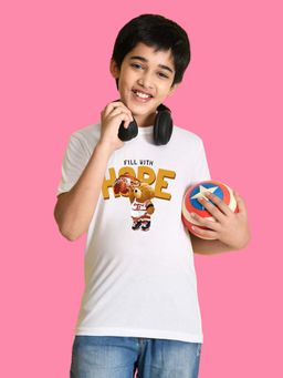Nusyl - Boys White Fill with Hope Text Printed T-shirt