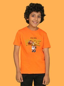 Nusyl - Boys Orange Fill with Hope Text Printed T-shirt