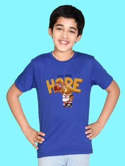 Nusyl - Boys Royal Blue Fill with Hope Text Printed T-shirt