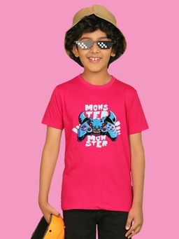 Nusyl - Boys Hot Pink Gamer Printed T-shirt