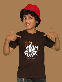 Nusyl - Boys Brown Power and Precision Text Printed T-shirt