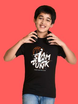 Nusyl - Boys Black Power and Precision Text Printed T-shirt