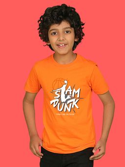 Nusyl - Boys Orange Power and Precision Text Printed T-shirt